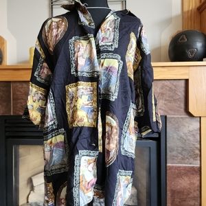 New With Tag Women's Exterior 100% RAYON BUTTON UP ART WORKS Tshirt SHORT SLEEVE